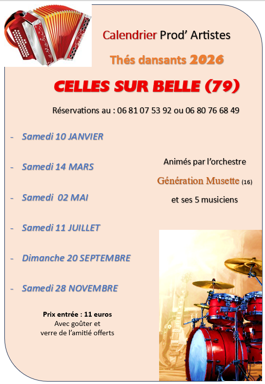 Thés dansants à CELLES sur Belle